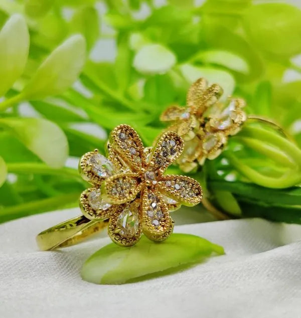 Imported Blooming Elegance Adjustable Ring  (GOLDEN)