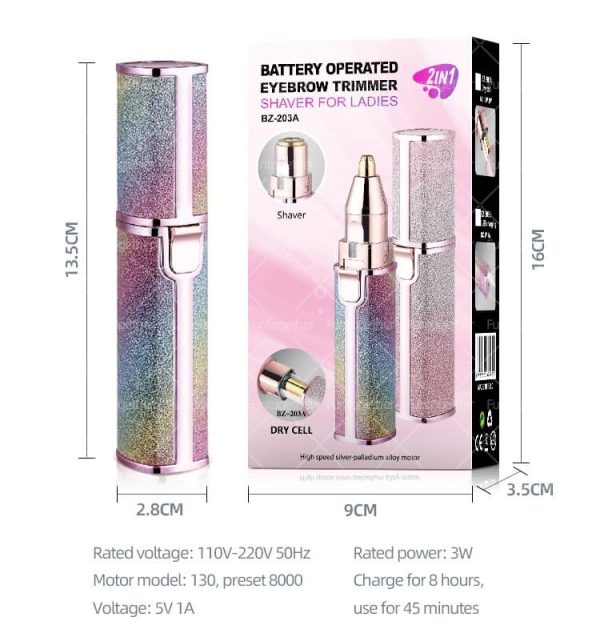 Eyebrow Trimmer | 2 In 1 Painless Brow Shaver Hair Remover Battery Operated Eyebrow Trimmer Facial Hair Remover