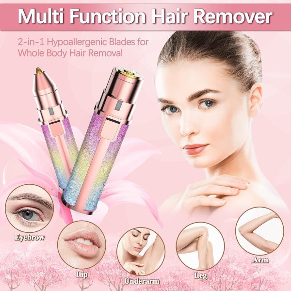 Eyebrow Trimmer | 2 In 1 Painless Brow Shaver Hair Remover Battery Operated Eyebrow Trimmer Facial Hair Remover