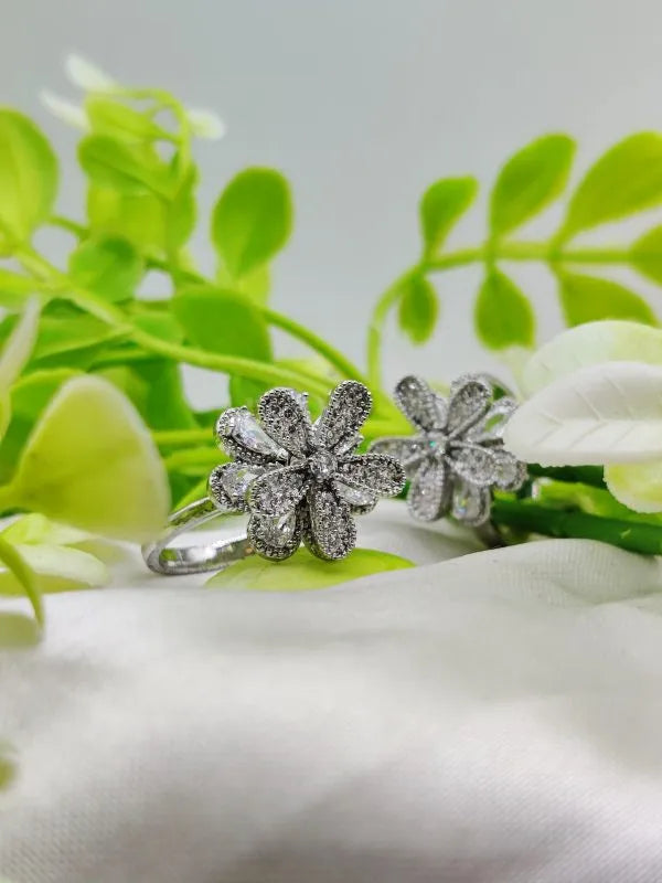 Imported Blooming Elegance Adjustable Ring (SILVER)