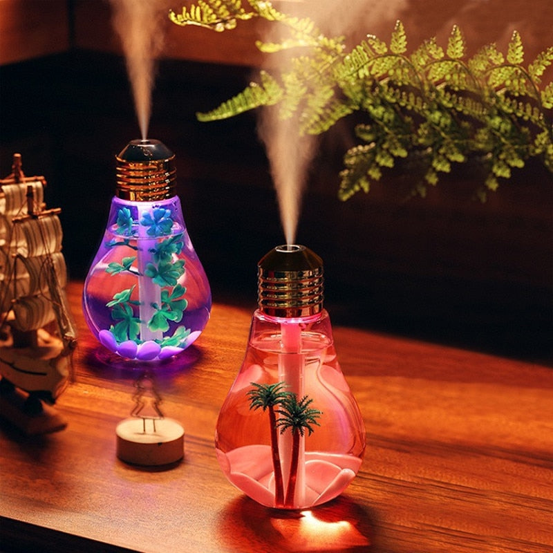 Bulb Essential Oil Humidifier Ultrasonic Diffuser LED Night Light Air Freshener 400ML