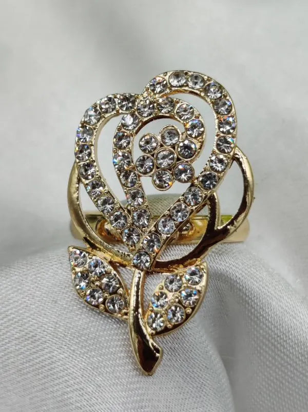 Imported Sparkling Floral Elegance Adjustable Ring