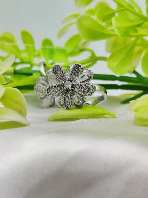 Imported Blooming Elegance Adjustable Ring (SILVER)
