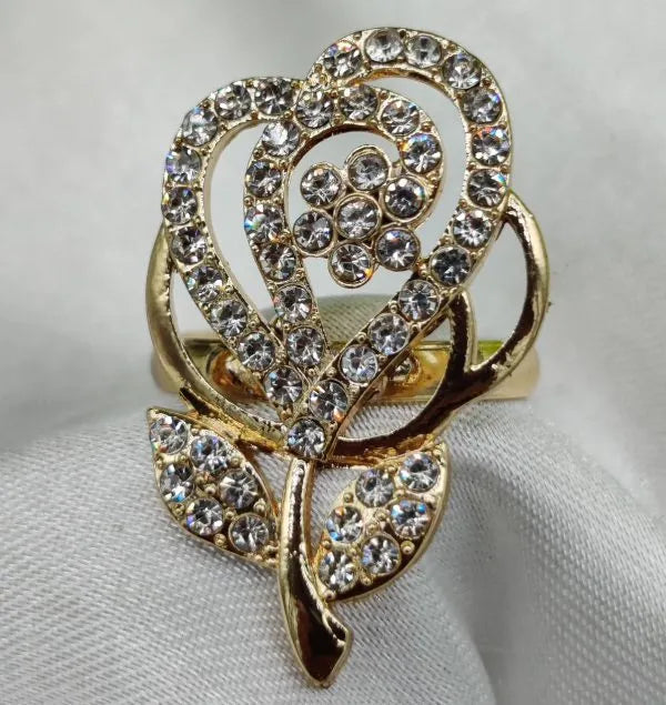 Imported Sparkling Floral Elegance Adjustable Ring