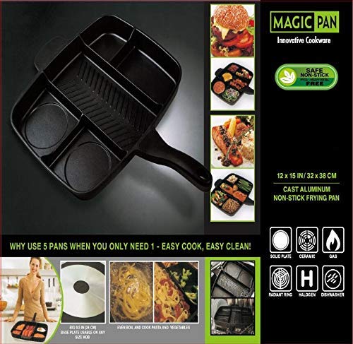 Frying Pan 5-in-1 Multifunction Breakfast Fryer Pan Saucepan Flat Non-stick Divided Frying Grill Pan Skillet Pan Eggs Steak Pots And Pans Frying Pan