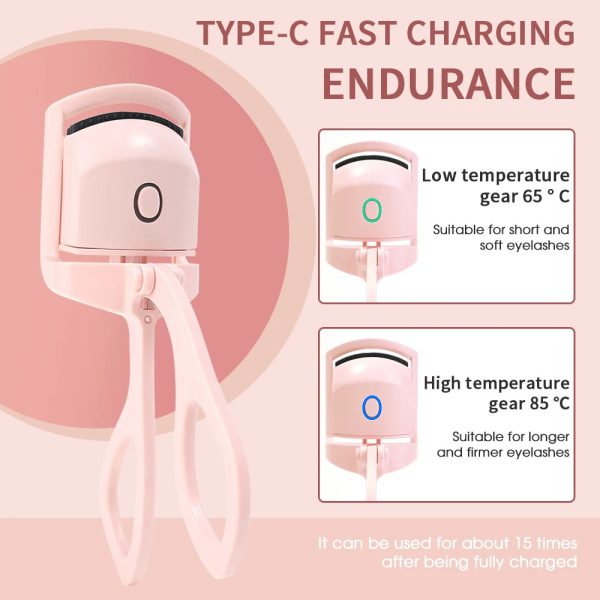 Heated Eyelash Curler, Intelligence Electric Eyelash Curler, USB 3 Gears Electric Eyelash Curler, Eye Beauty Makeup Tools, Long Lasting Curling (Random color)
