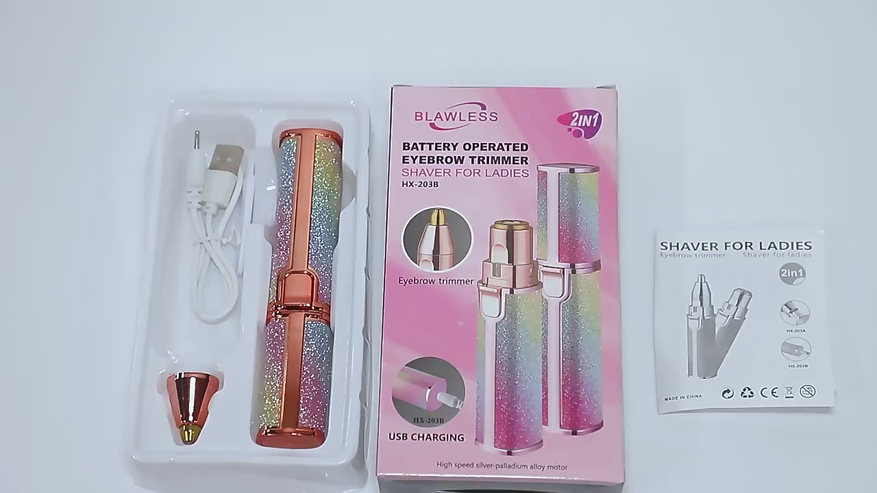 Eyebrow Trimmer | 2 In 1 Painless Brow Shaver Hair Remover Battery Operated Eyebrow Trimmer Facial Hair Remover
