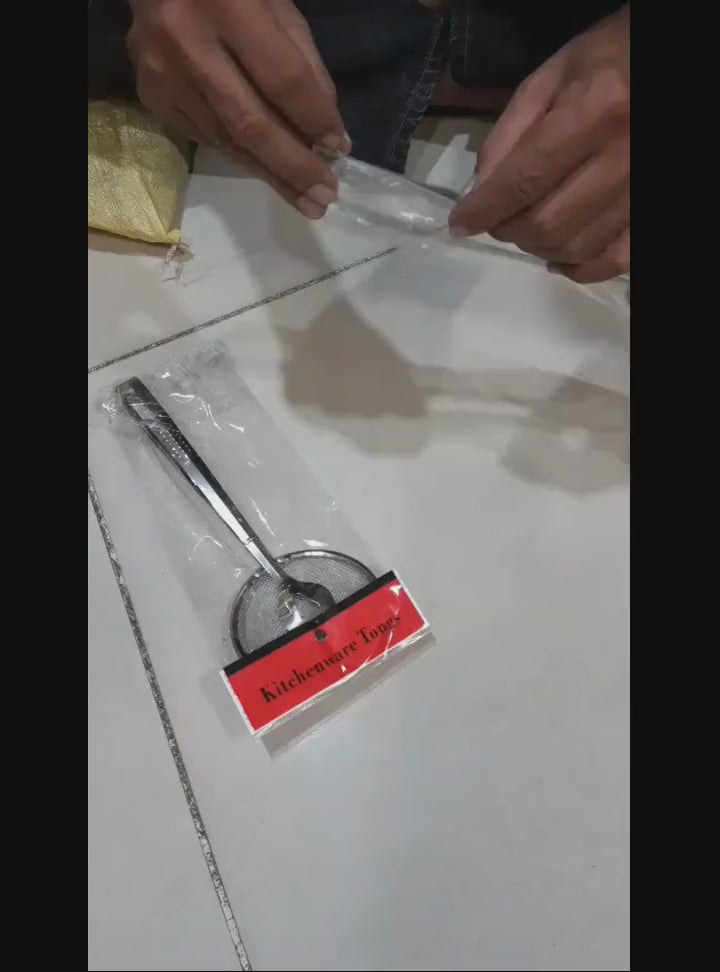 2 In 1 Frying Tong | Imported Small Multi-functional 2 In 1 Fry Tool Filter Spoon Strainer With Clip, Oil Frying Bbq Filter Stainless Steel