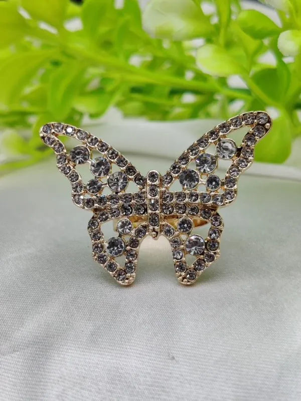 1 Piece Imported Dazzling Butterfly Crystal Ring