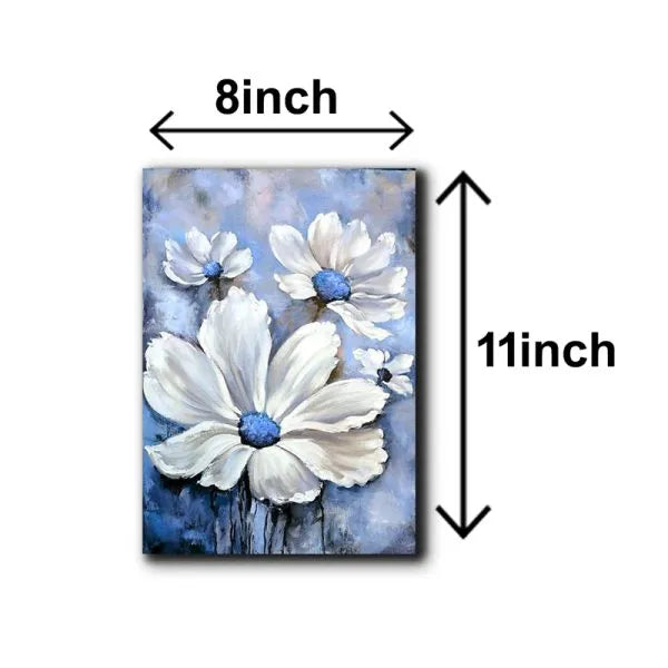 Set Of 5 Blue Flowers Wall Art Wooden Frames For Home Decora