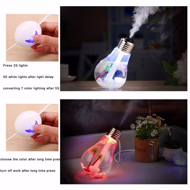 Bulb Essential Oil Humidifier Ultrasonic Diffuser LED Night Light Air Freshener 400ML