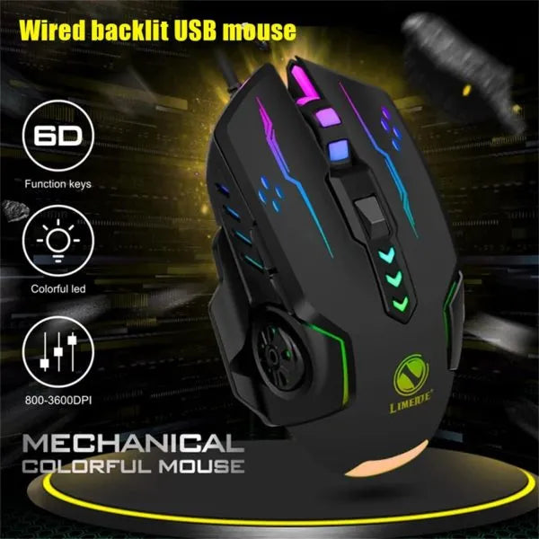 Gaming Glowing Mouse Back lit E-sports Colorful Led Light