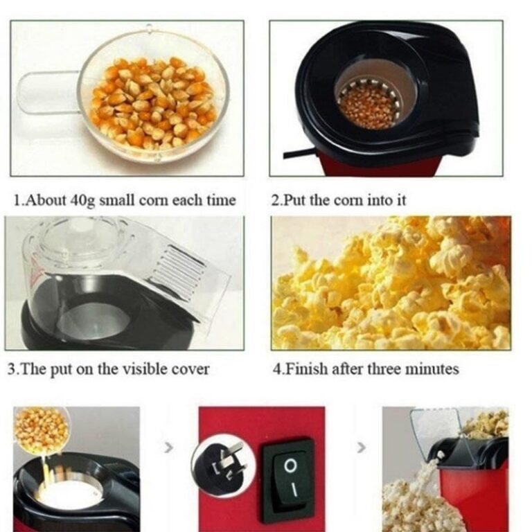 1200W Oil Free Popcorn Maker Machine with Measuring Cup