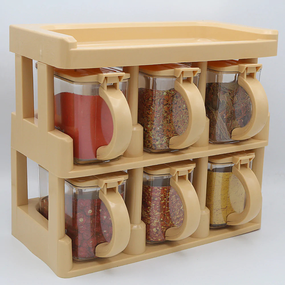 Spice Rack Tier Set With 6 Spice Jars